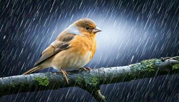 The storm roars, trees bend, but one tiny bird holds fast to a trembling branch. It doesnt flee. Instead, it becomes the calm in chaos a heartbeat of hope in a world shaken. photo