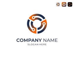 Tech Circuit Connection Circle Movement For Technology Brand Logo Design Illustration vector