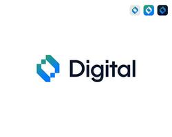 Abstract Modern Growth Digital Tech For Solution Innovation Startup Logo Design Illustration vector