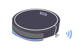 Robot Vacuum Cleaner, Smart Wireless Robotic Household Appliance Isolated On White Background. Automatic Machine With Remote Control and Artificial Intelligence. Illustration vector