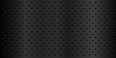 Black metal peg board perforated texture background material with oval holes seamless pattern. vector