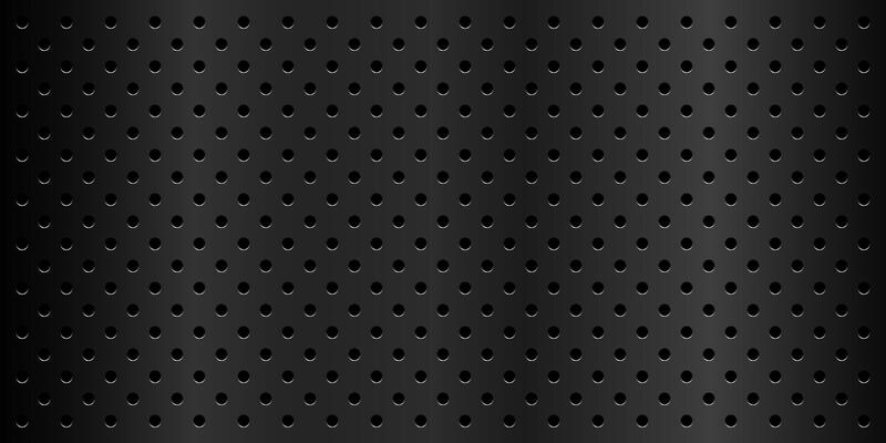 Black metal peg board perforated texture background material with oval holes seamless pattern.
