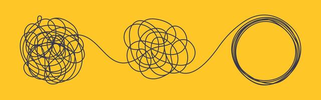 Chaos and order cord rope business concept flat style design illustration isolated on white background. vector