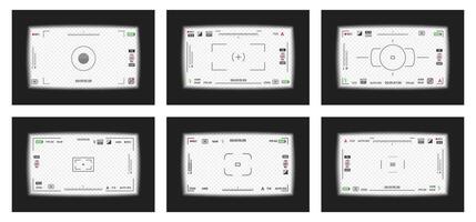 Camera viewfinder framer or photo frame recorder flat style design illustration set. vector