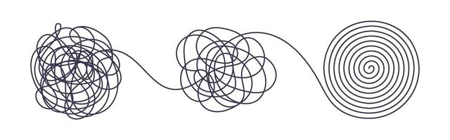 Chaos and order spiral business concept flat style design illustration isolated on white background. vector