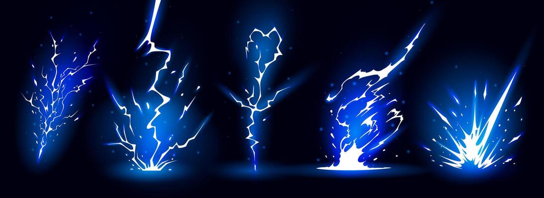 Lightning strike bolt silhouettes sequence light illustration.