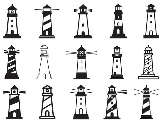 LIGHTHOUSE SILHOUETTE WHITE BACKGROUND