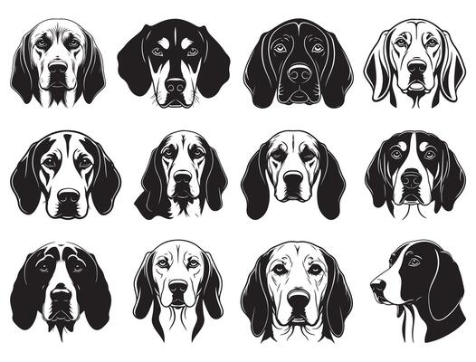 COONHOUND DOG HEAD SILHOUETTE