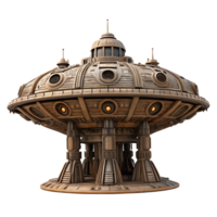 Steampunk Mechanical spaceship 3D Render png