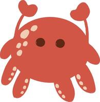 A charming and playful illustration of a red crab in a flat minimalist style vector