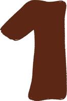 Abstract dark brown brush stroke forming the shape of number one vector