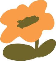 Single Bloom with Leafy Base in Flat Design Style vector