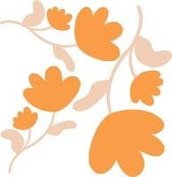 Orange floral illustration with curved branches and a flat aesthetic vector