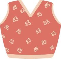 Hand Drawn Sleeveless Knit Vest with Floral Pattern vector