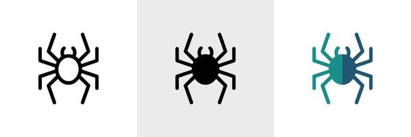 Spider Icon Set Arachnid with Eight Legs, Halloween Bug Symbols isolated vector