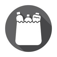 Groceries in White Bag Icon with Gray Shadow, Minimalist and Modern Design vector