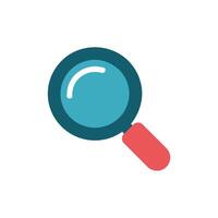 Magnifying Glass Icon with Blue Lens and Red Handle on Transparent Background vector