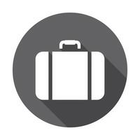 White Suitcase on Gray Circle with Shadow, Illustration of Travel vector
