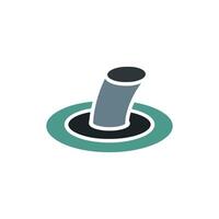 Abstract Well Silhouette with Gray Tube and Teal Edges on Transparent Background vector