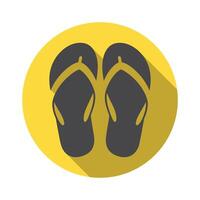 Gray Flip Flops on a Yellow Circle Background with a Long Shadow and Clean Backdrop vector