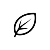 Isolated Leaf Outline on Transparent Background, Simple Elegant Black Line Icon vector
