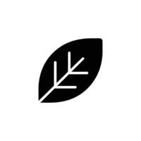 Single black leaf with veins on transparent background botanical simplicity vector