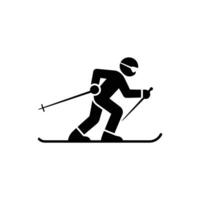 Skier Silhouette With Poles On Transparent Background In Motion Ready To Ski vector