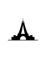 Stylized Black Eiffel Tower Silhouette Against White Background Illustration vector