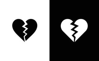 Broken Heart Symbol with Zigzag Fracture in Monochromatic Palette vector
