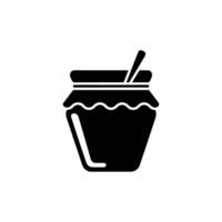 Jam Jar Solid Glyph with Spoon, Preserves Container, Kitchenware, Transparent vector