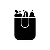 Grocery Bag Icon Filled with Apple, Banana, and Pear Fruit Illustration vector
