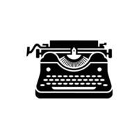 Black Old Typewriter Machine with Paper on Transparent Background Isolated vector