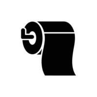 Black Toilet Paper Roll Icon on Dispenser Showing Hanging End of Tissue vector