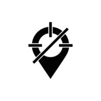 Navigation Pin with Cross Out Symbol on Transparent Background, Restriction Sign vector