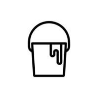 Paint Bucket Icon with Dripping Paint Black Outline on a Transparent Background vector