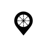 Black Navigation Pointer with Circle and Eight Lines on Transparent Background vector