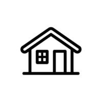 Home outline. Black drawing with door, window and roof on transparent background vector