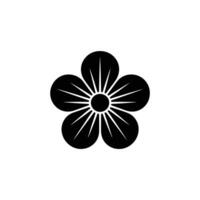 Black Flower Silhouette Isolated on Transparent Background with Petals Design vector