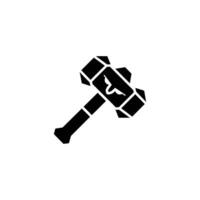 Hammer Isolated on White Background, Monochrome of Weapon, Tool vector