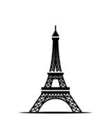 Simple Black Silhouette of Eiffel Tower on White Background for Design vector