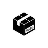 Cardboard Box with Fragile Label, Isolated Parcel Icon, Shipping Symbol, Safe Delivery vector