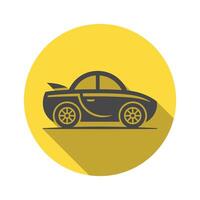Gray Coupe Silhouette with Spoiler on Yellow Circular Background, Car Design Graphic vector