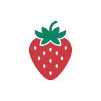 Stylized strawberry icon. Red berry with green leaves on a transparent background vector