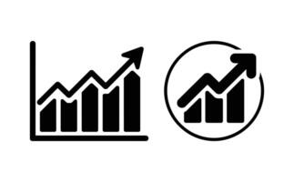 Black Growth Chart with Increasing Arrow and Business Graph Illustration in Circle Isolated on White vector