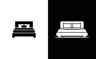 Isolated Bed Icon with Pillows on Split Black and White Background vector