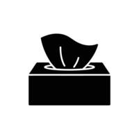 Tissue Box Glyph Icon. Sanitary Paper Napkins Container on Transparent Background vector
