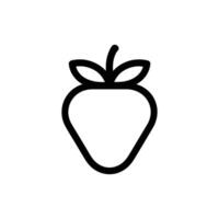 Minimal Strawberry Fruit Outline Icon with Leaves on Transparent Background vector