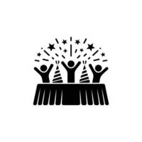 Festive Figures Celebrating Under Confetti at Party Table on Transparent Background vector