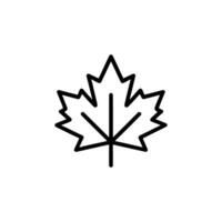 Maple Leaf Outline Icon with Sharp Edges and Thin Lines Isolated on White vector