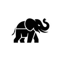 Stylized Black Elephant Illustration with Geometric Elements on a Plain White Background vector